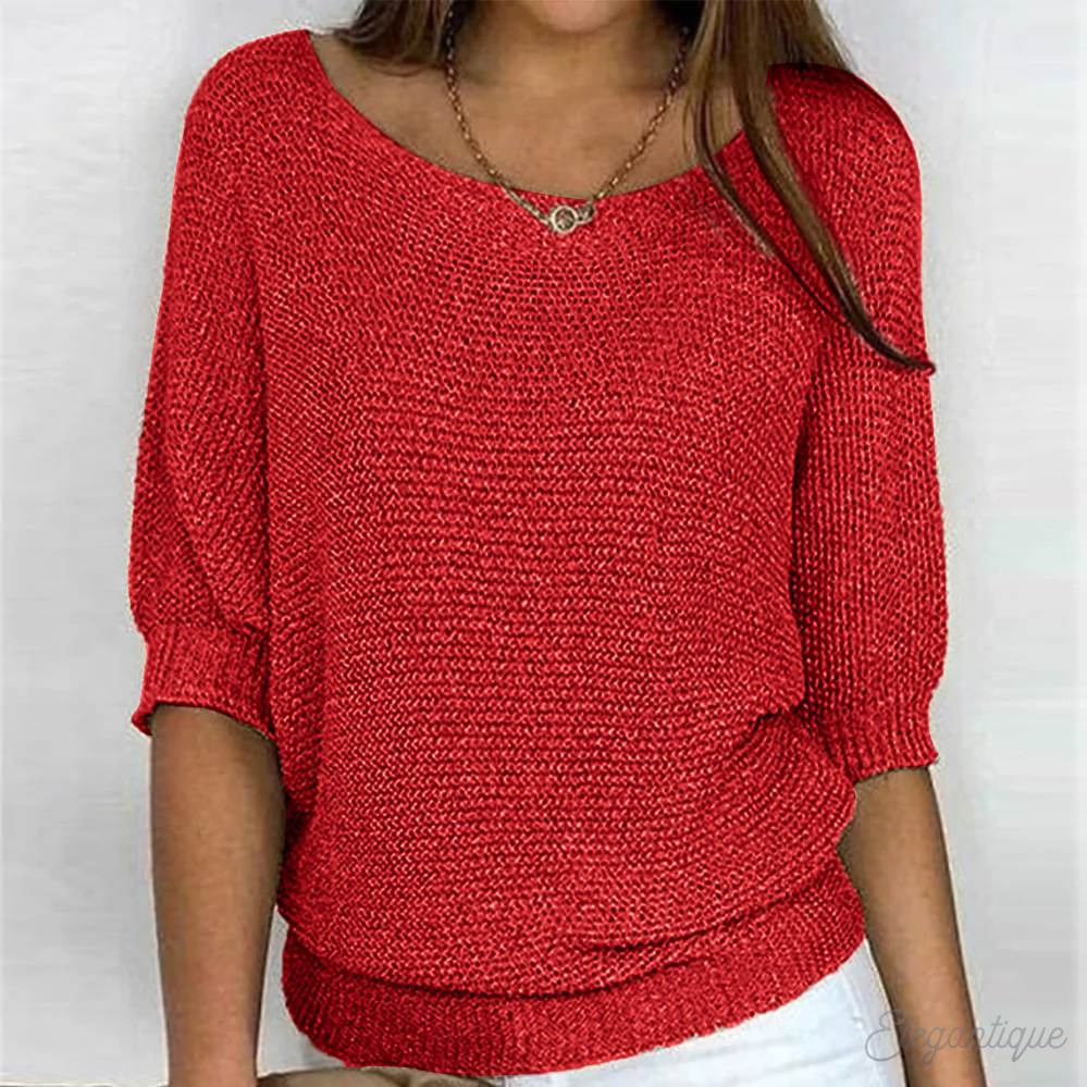 Soft Knit Sweater with Boat Neck