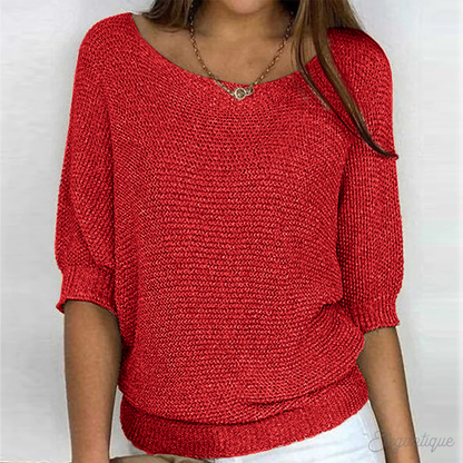 Soft Knit Sweater with Boat Neck